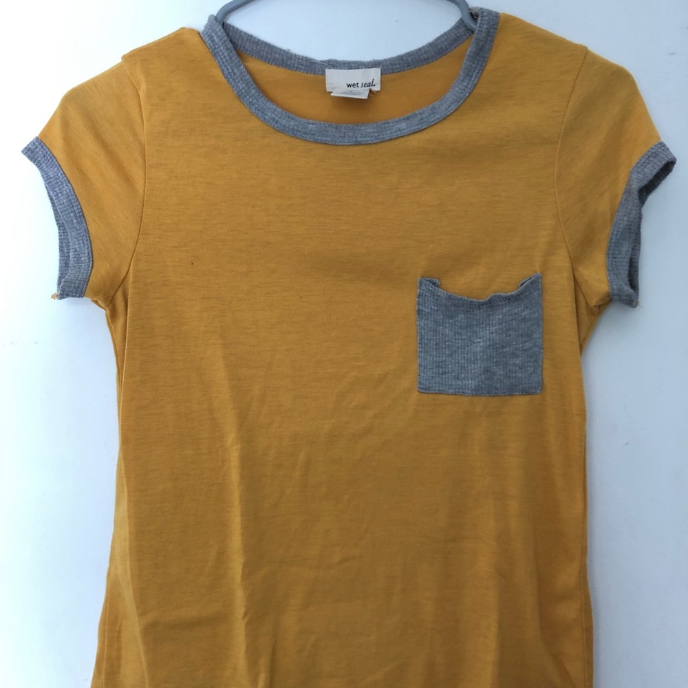 Yellow crop top with grey edging